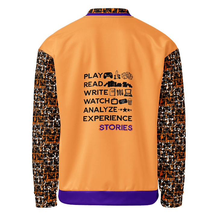 Experience Stories Unisex Bomber Jacket (Orange, Purple, and Black) product image (2)