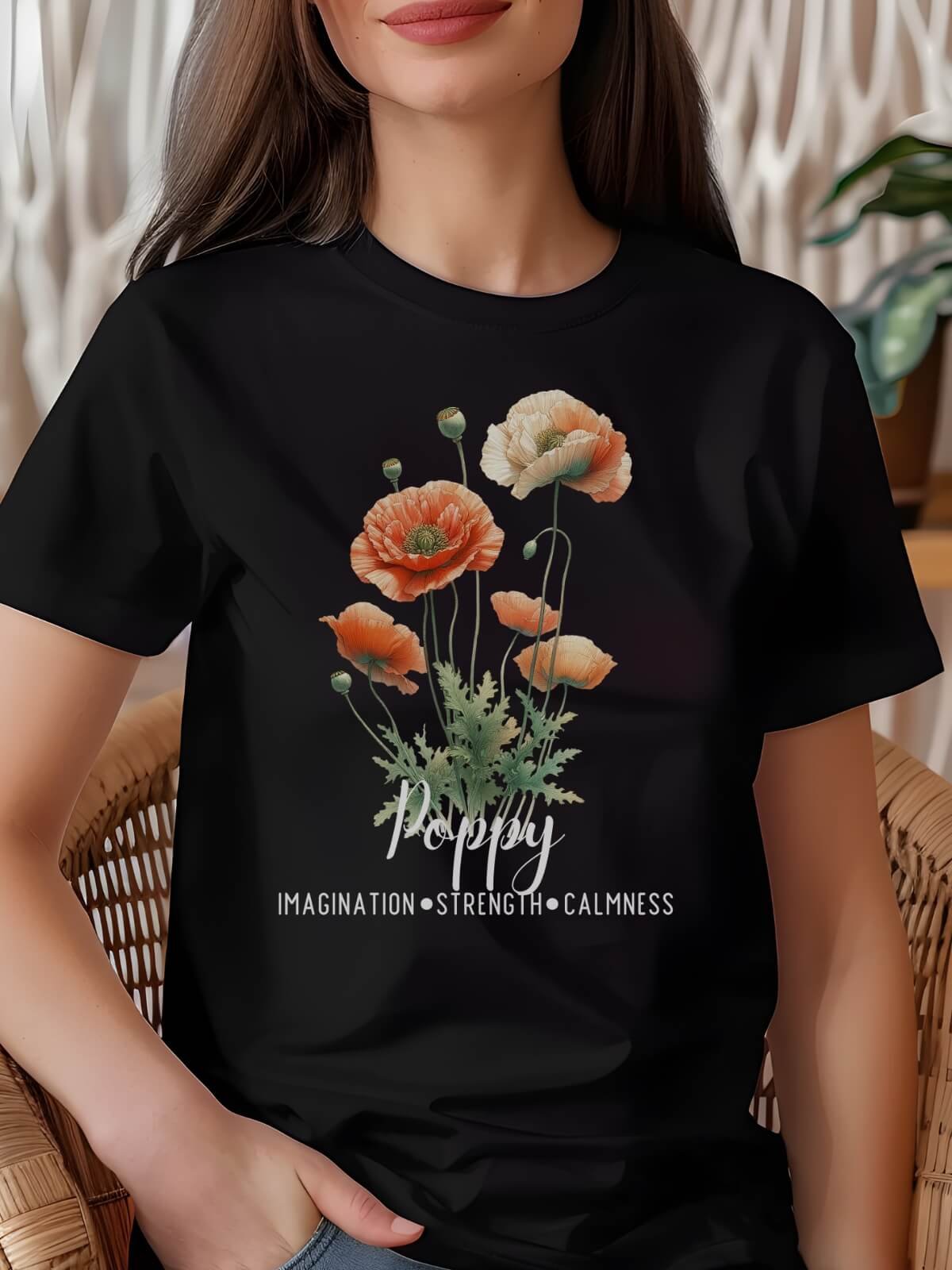Poppy Birth Month Flower Tee For August: Reflecting Imagination, Strength, Calmness: Perfect Gift for Her product image (1)