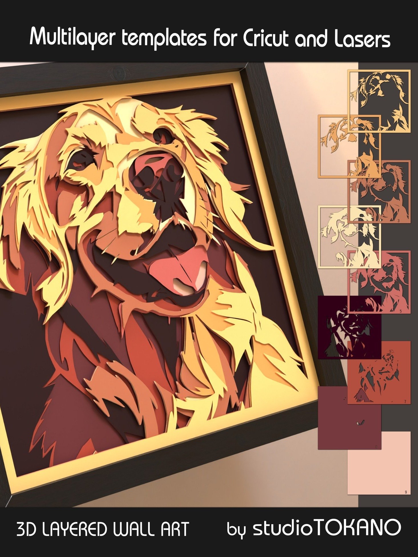 Golden Retriever Dog 3D Cardstock SVG product image (6)