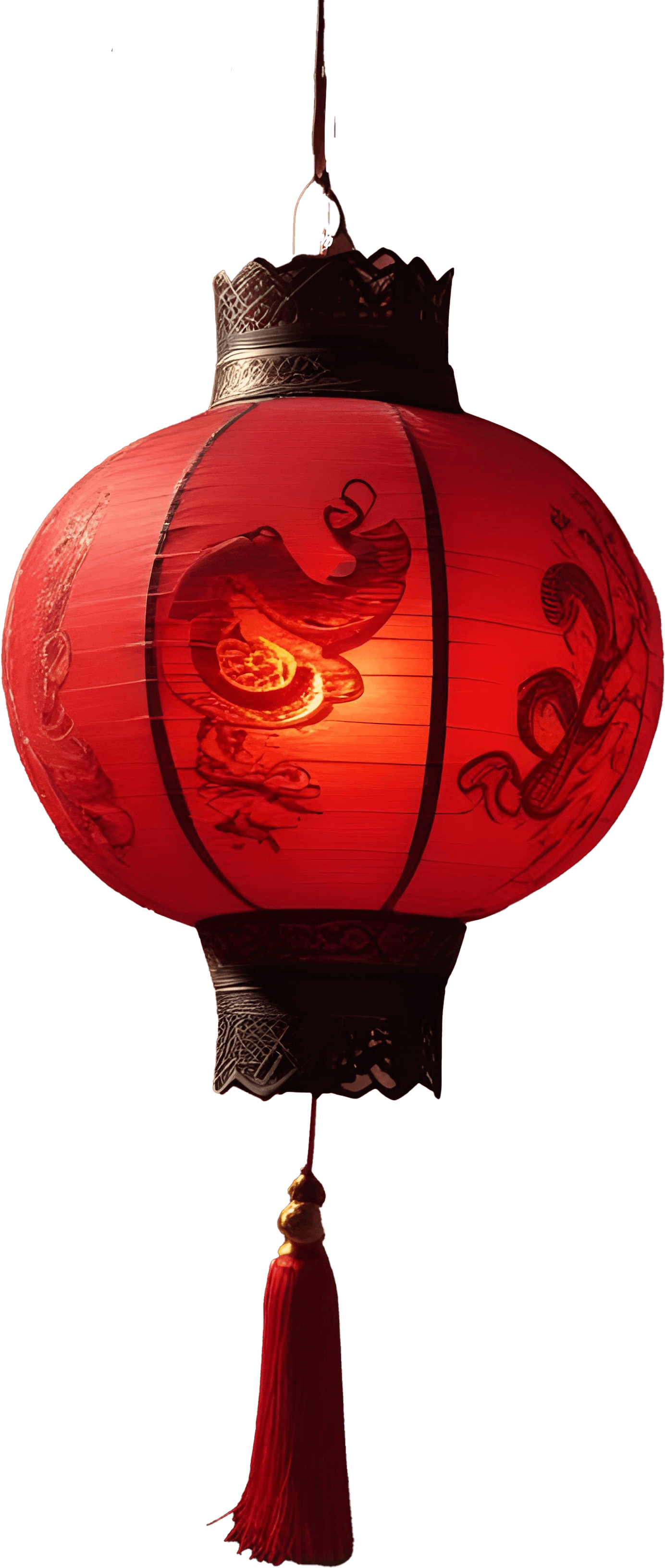 Chinese Hanging Lantern – Traditional Red Tassel Design PNG product image (1)