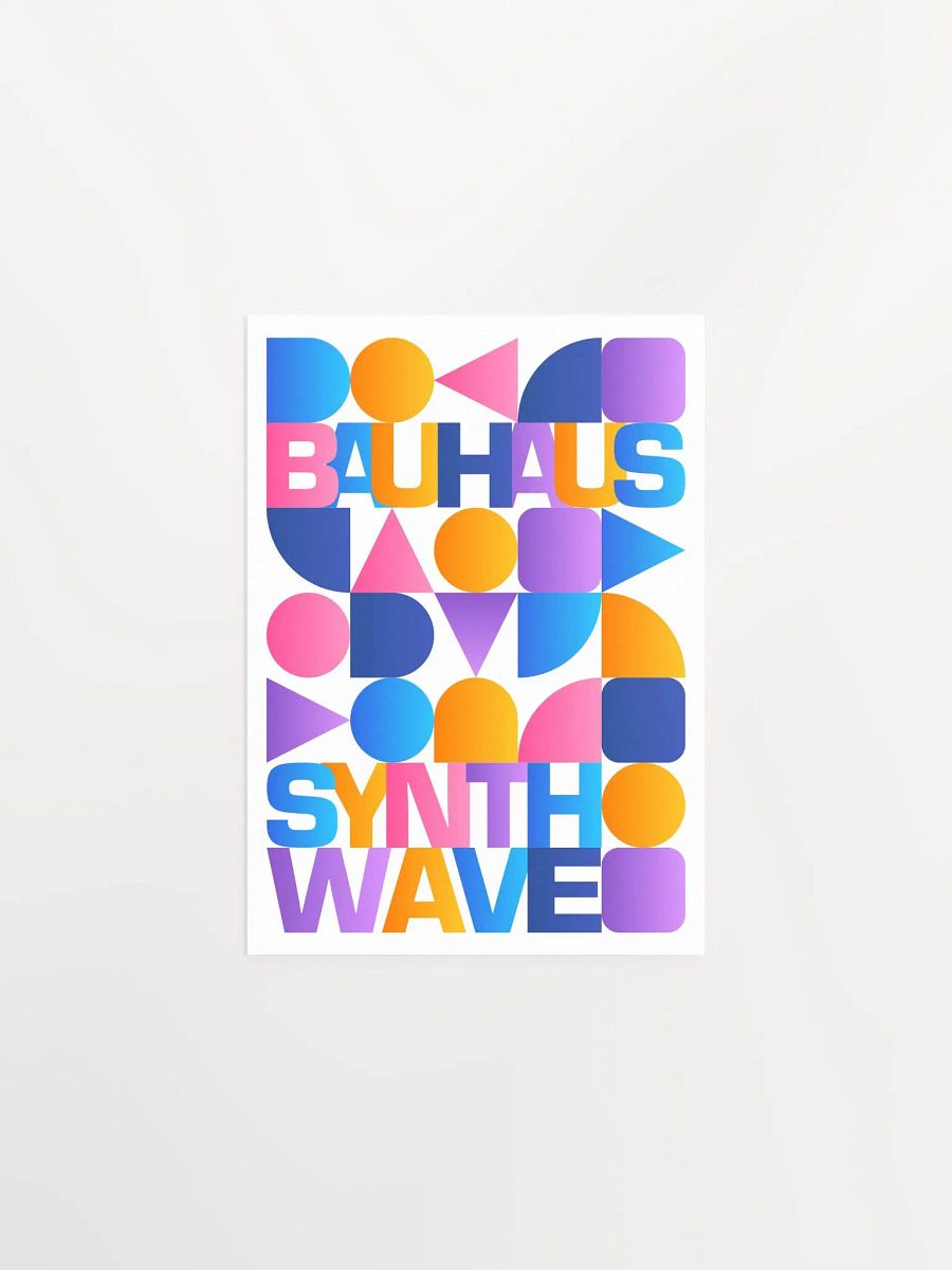 Synthwave Bauhaus Rainbow poster #1 (pink-blue-yellow) — abstract poster product image (6)