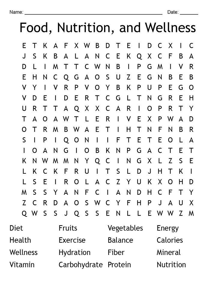 Food, Nutrition, and Wellness Word Search Puzzle product image (1)