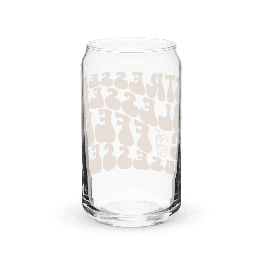 Stressed Blessed Coffee Obsessed Print Glass Can With or Without Lid product image (2)