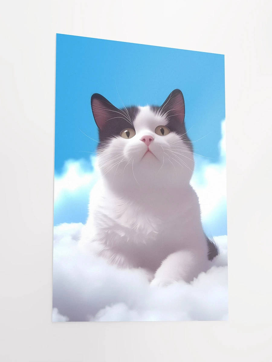 Black and White Cat Resting Among the Clouds Matte Poster product image (4)