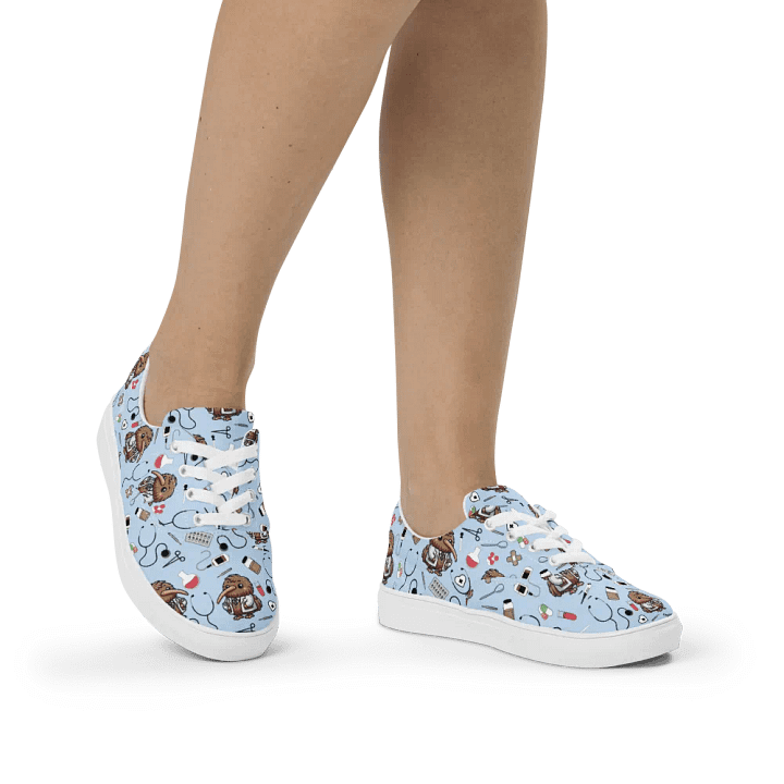 Cute Medical Kiwi Lace-up Canvas Shoes (Blue) product image (2)