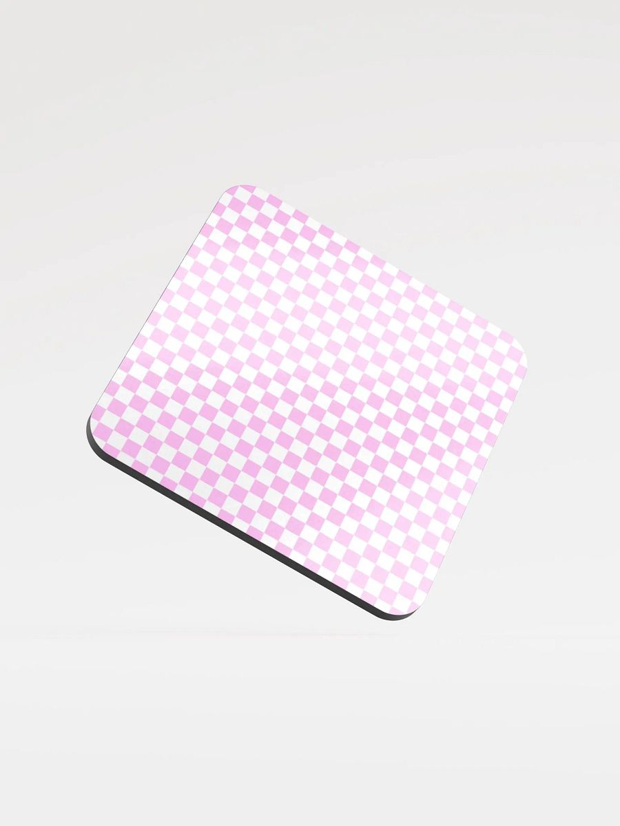 Checkers! Pastel Pink and White Checkered Cork Coaster product image (1)