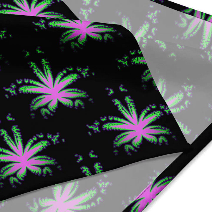 Black Pink Green Purple Pot Leaf Pattern Bandana, Cannabis Stoner 420 Fashion product image (1)
