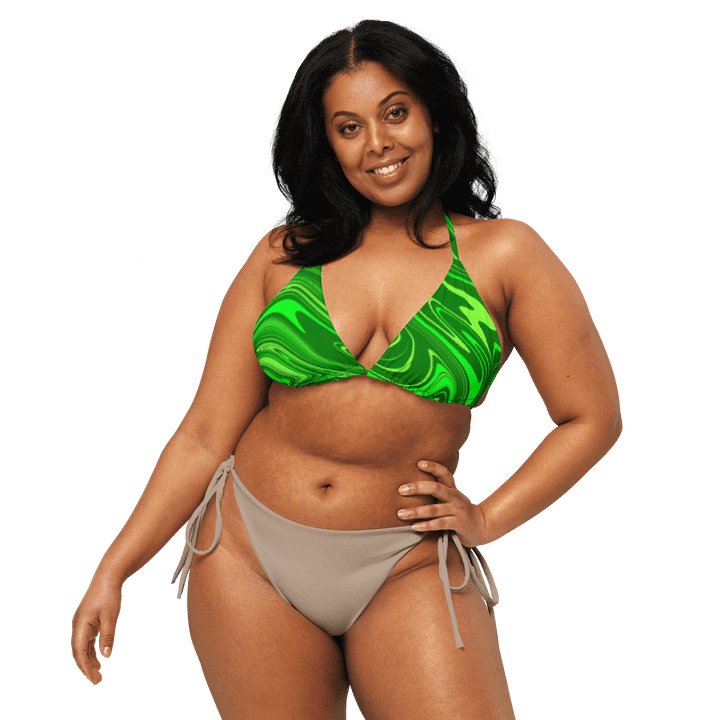 Padded String Bikini Top - Different Shades of Green Digital Fluid Art product image (1)