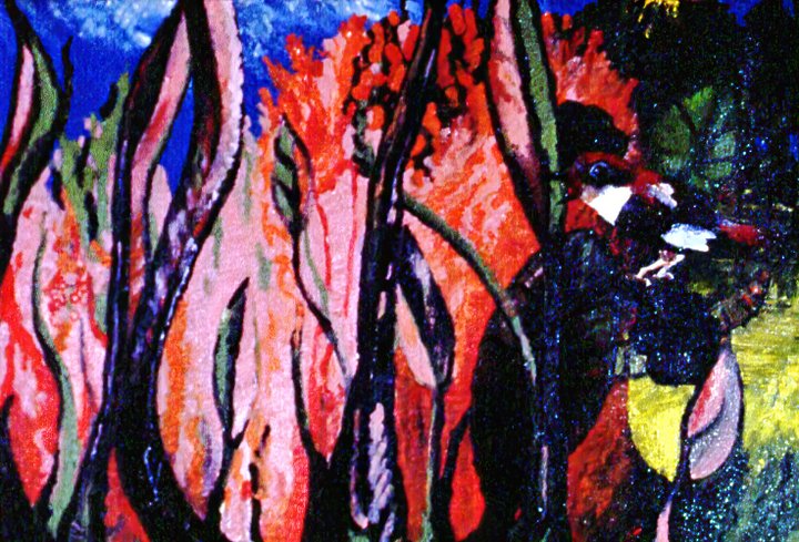 A Bird before Sunset/in Flames (1981) on canvas (16" x 24") product image (1)