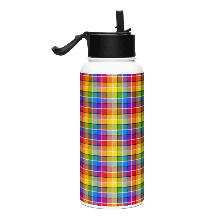 Bright Rainbow Plaid Water Bottle product image (1)