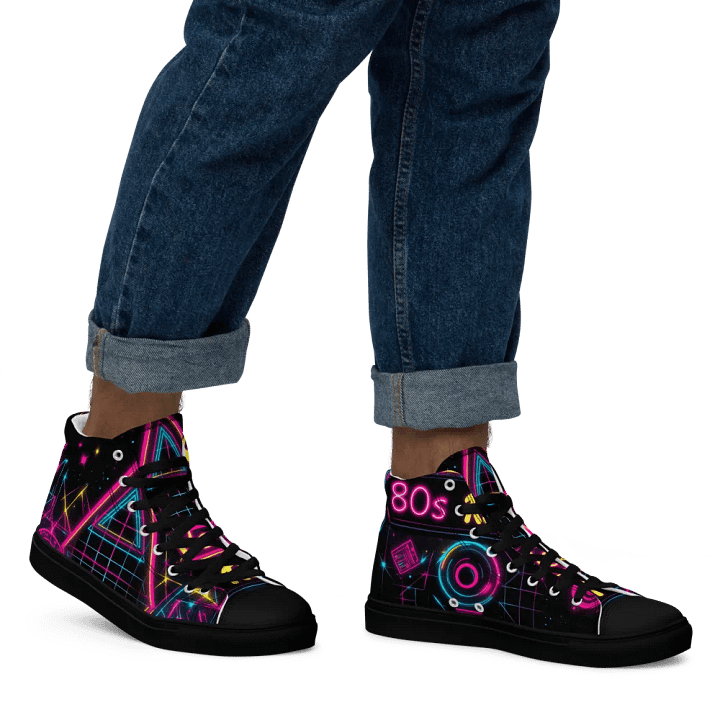 "Vintage 80s Neon High Top Sneakers – Retro Vibe, Bold Colors, Classic Style!" product image (2)
