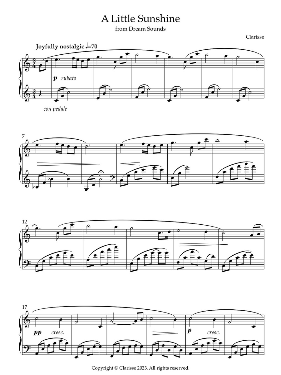 A Little Sunshine - Sheet Music product image (1)
