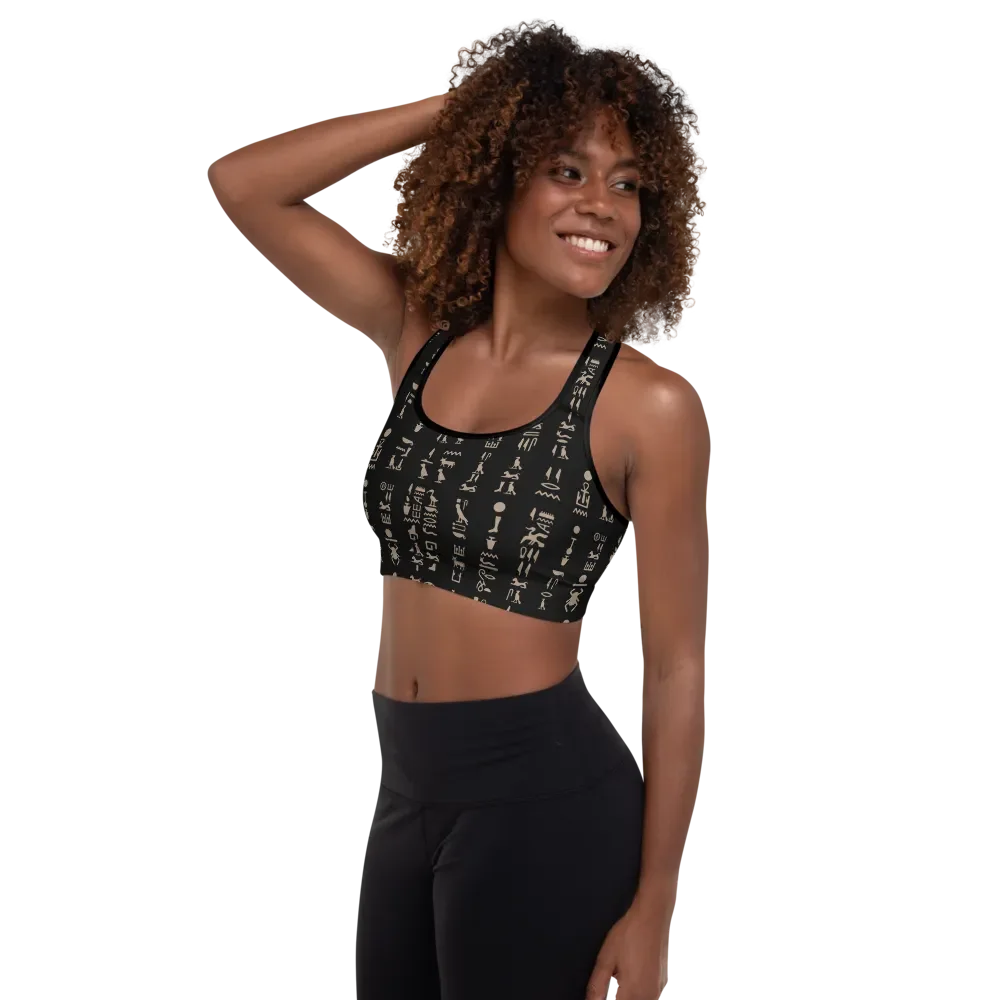 Isis Hieroglyphs Black All-Over Print Sports Bra product image (8)