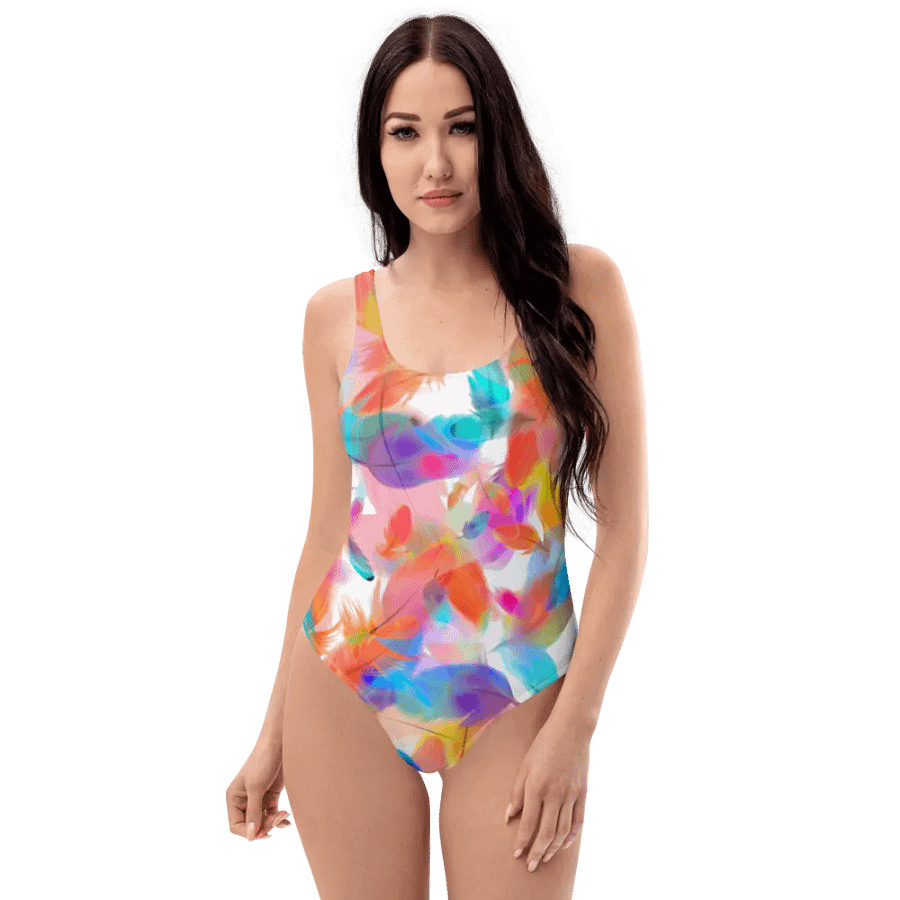 Colorful Feather Pattern Design One Piece Swimsuit - v1 product image (5)