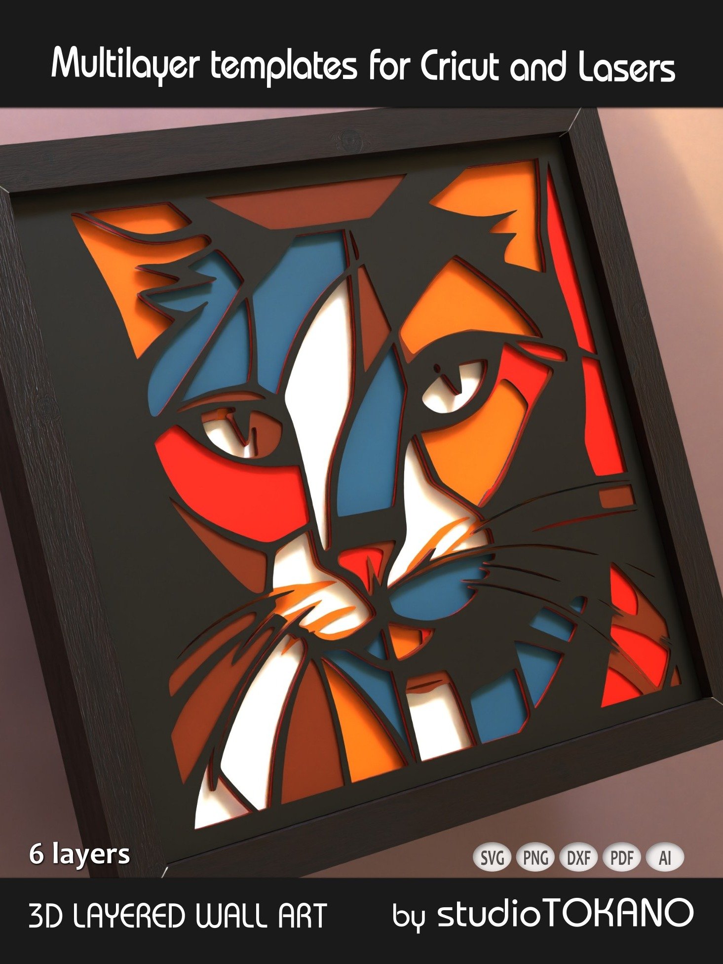 Picasso Cat 3D Mandala Template product image (3)