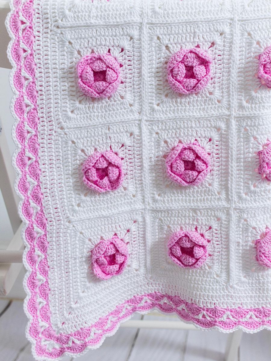 Crochet Pattern: Rose Baby Blanket product image (7)