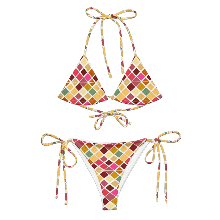 Colorful Square Pattern Design String Bikini - v5 product image (2)