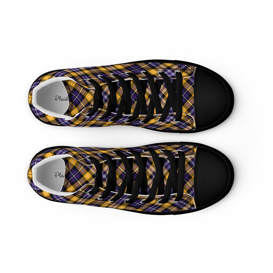 Purple and Yellow Gold Sporty Plaid Men's High Top Shoes product image (15)