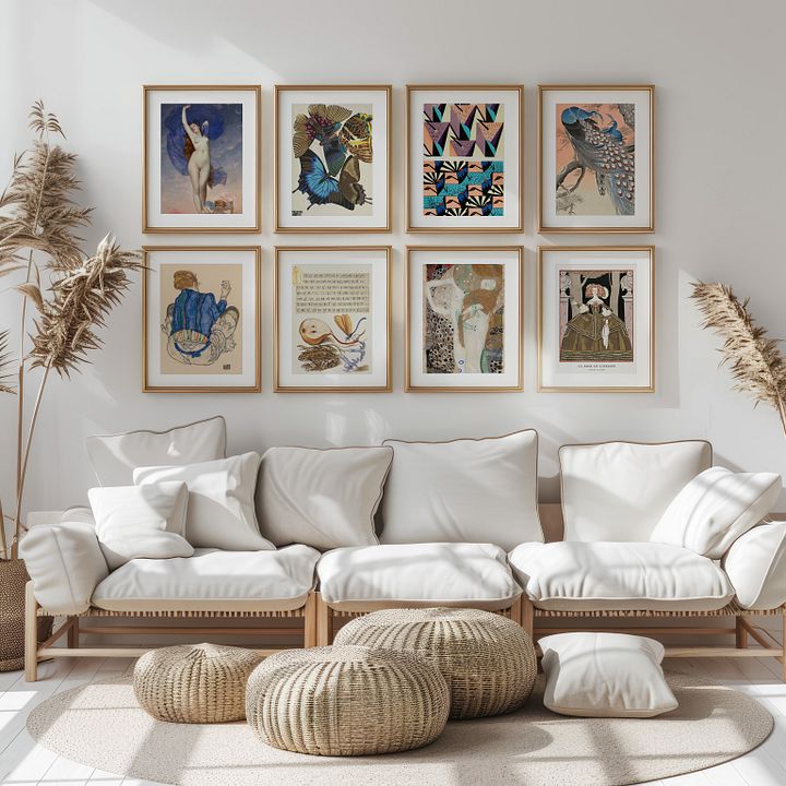 Peach& Blue Gallery Wall Set of 10 Vintage DIGITAL Prints product image (2)