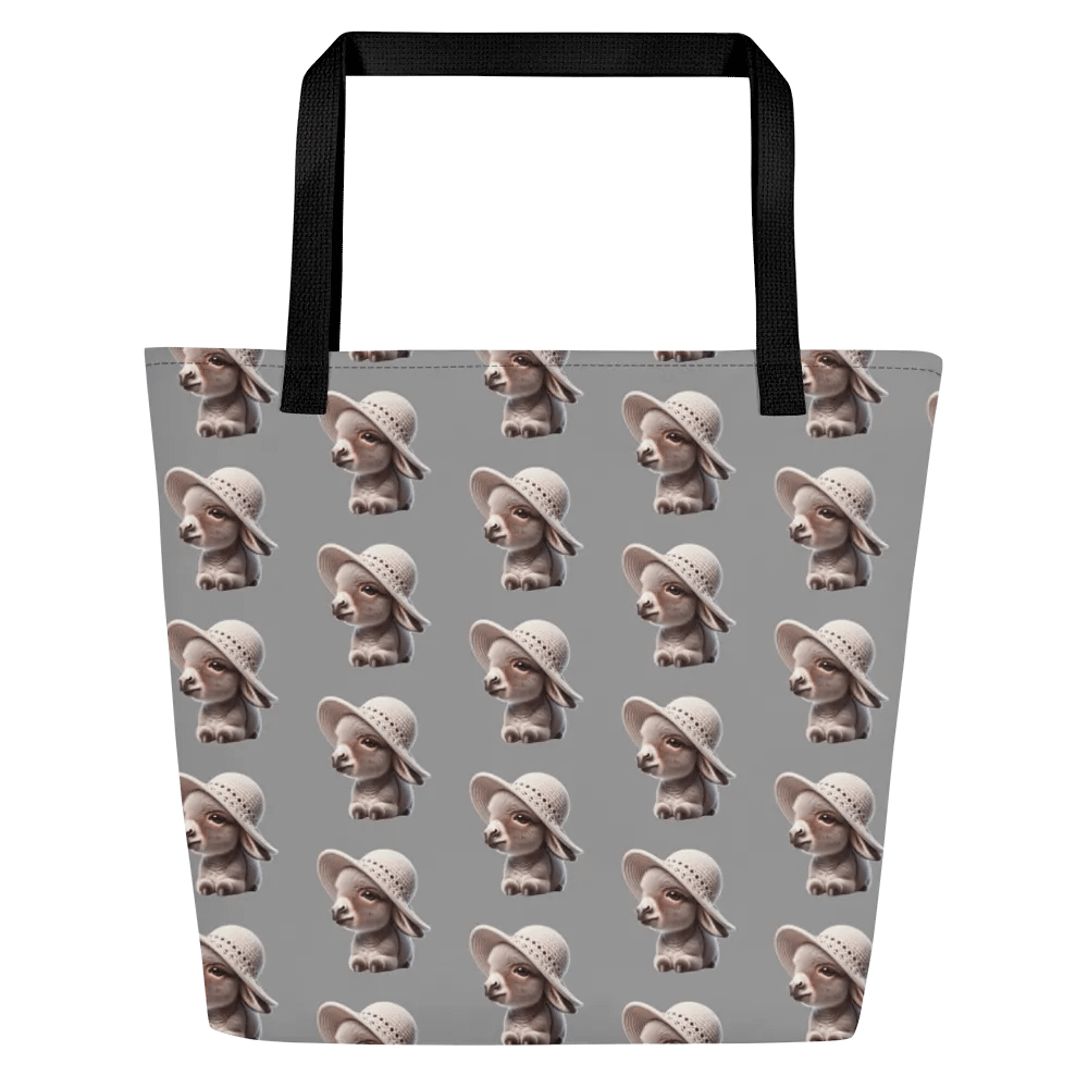 Cutest Mini Donkey With Hat Styling on a Large Tote Bag product image (2)