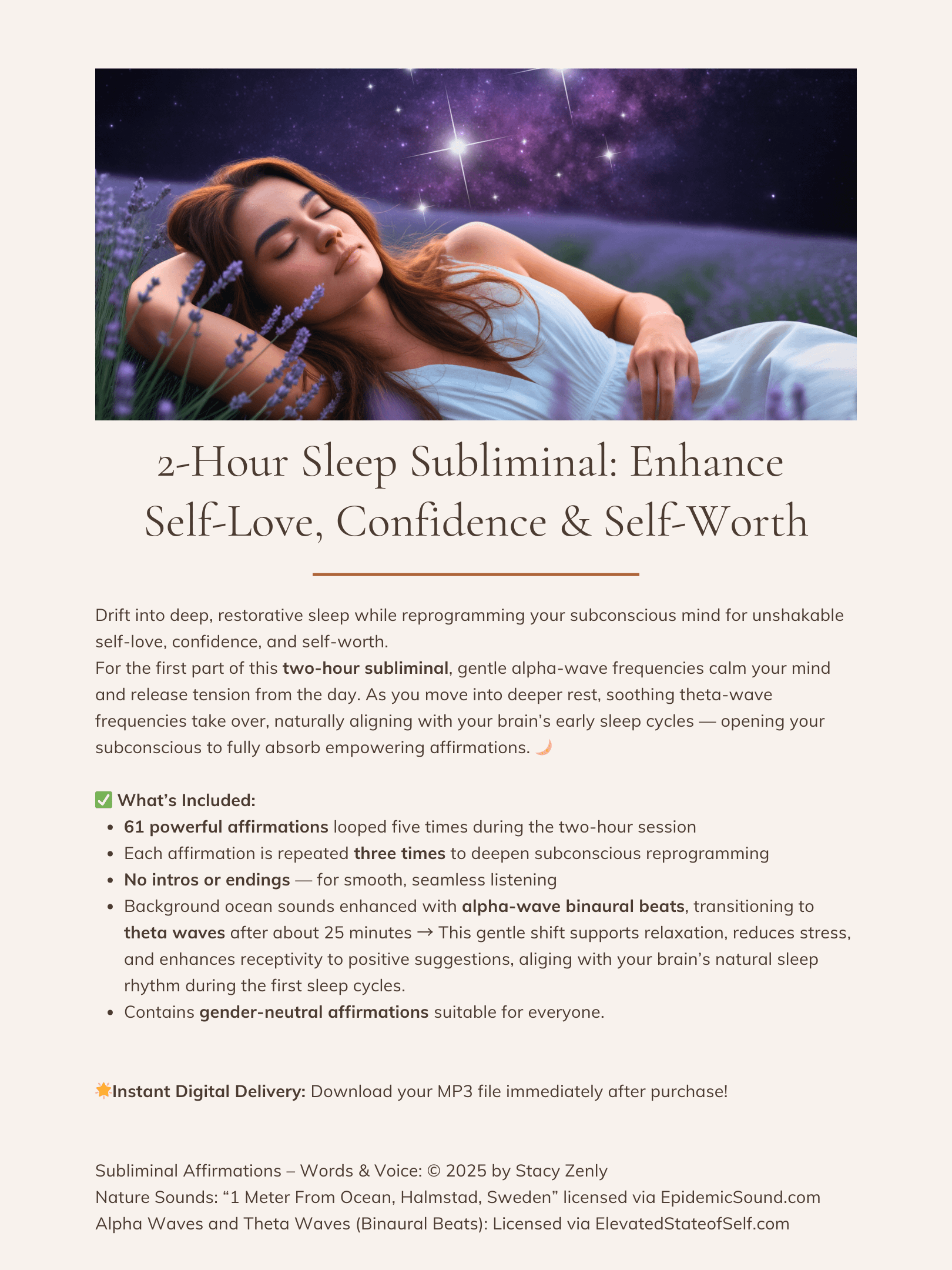 2-Hour Sleep Subliminal: Enhance Self-Love, Confidence & Self-Worth | Download Audio MP3 product image (2)