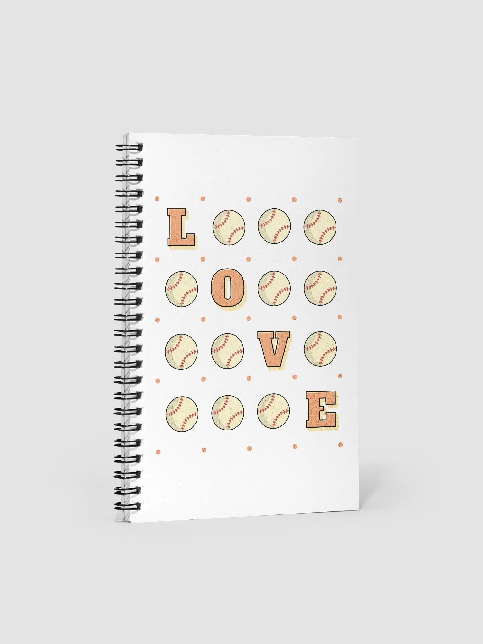 Love Baseball Square Letters Spiral Notebook product image (1)