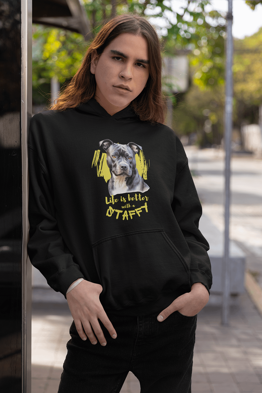 Life Is Better With Staffy Premium Pullover Hoodie by Lane Seven product image (1)