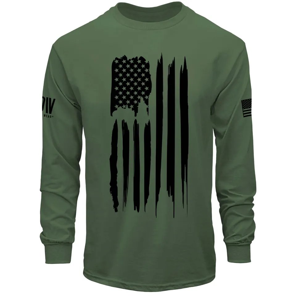 Mens Long Sleeve Shirt American Flag USA Patriotic T-Shirt product image (2)