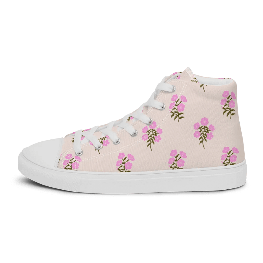 Alpine Cascade - Pink and Forest Green - Women High Top Canvas Shoes product image (11)