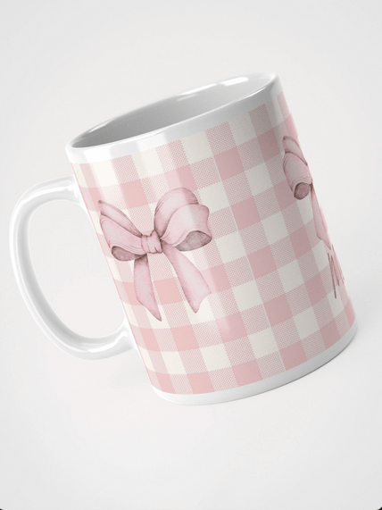 Mug Blanc Vichy Rose Revisité à Message - Cocoon - Cadeau Poétique product image (3)