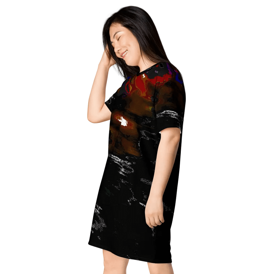 Abstract Vibrant Bold Colours Ladies T Shirt Dress product image (7)