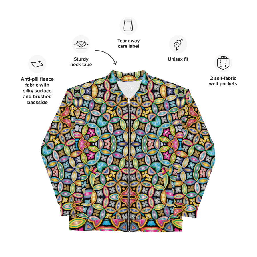 Batik Kawung Blue Bomber Jacket product image (9)