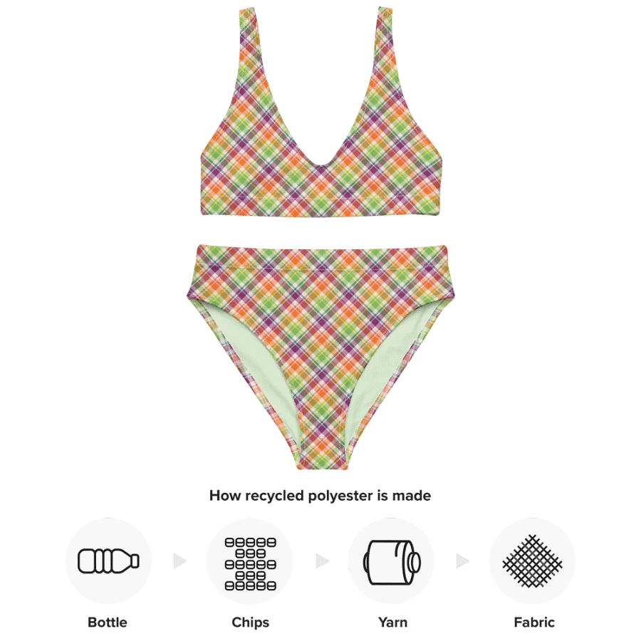 Purple, Orange, and Lime Green Plaid Bikini product image (10)