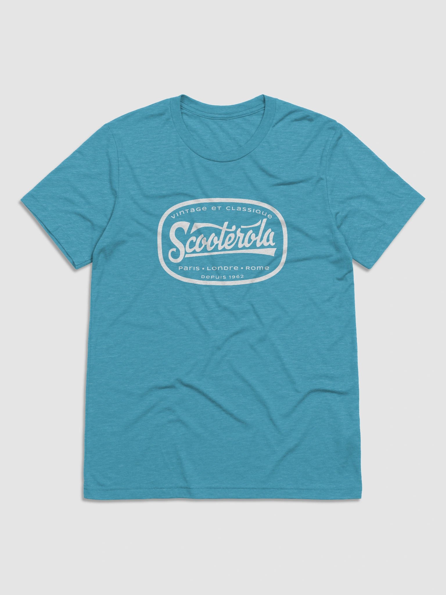 Vintage Scooterola Cartouche Tri-Blend Tee. White product image (1)