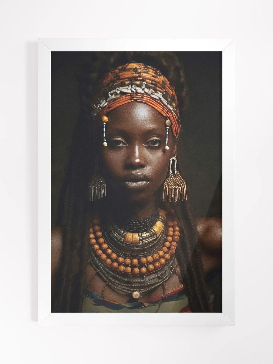 African Woman in Traditional Head Dress, Multi-Colored Jewelry Poster Print, Framed product image (14)