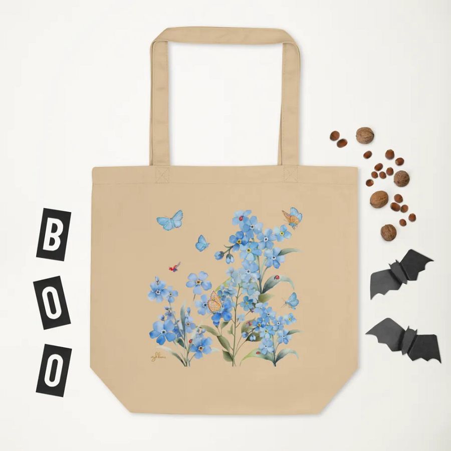Forget-Me-Not Whispers Organic Cotton Tote Bag – Eco-Friendly, Spacious, and Stylish product image (6)