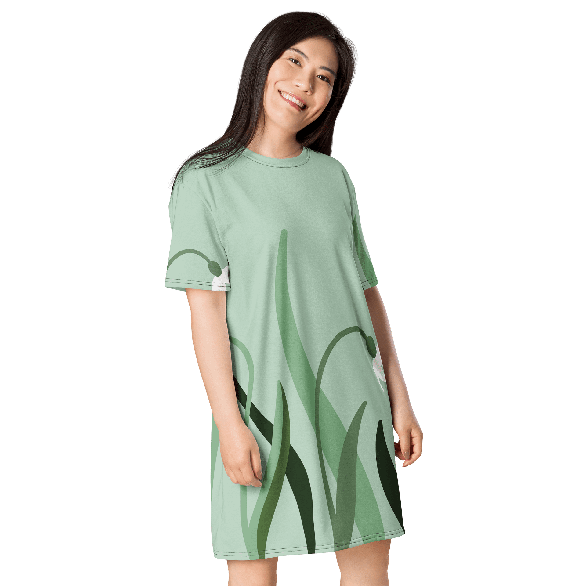Elegant Green Leaf Oversized T-Shirt Dress - Exclusive TDSMUSIC Design product image (4)