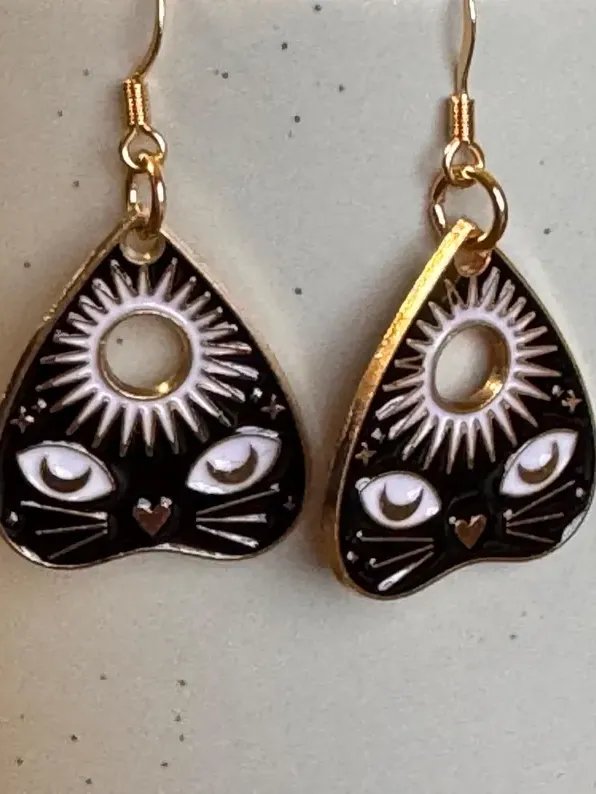 Black Planchette Enamel Earrings product image (2)