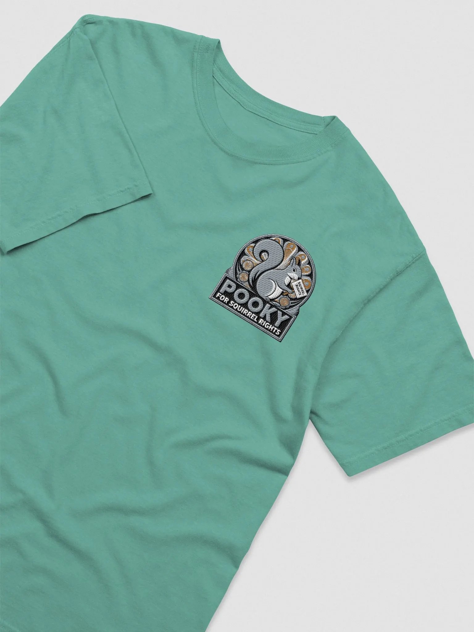 Embroidered Super Soft Traditional Fit Tee: Pooky For Squirrel Rights Arch product image (3)
