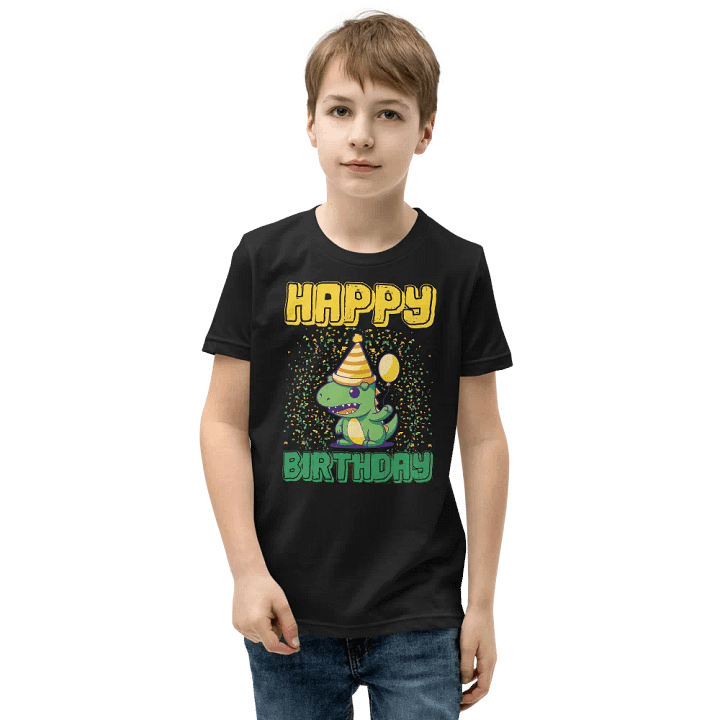 Happy Birthday (Cute Dinosaur With Balloon) T-Shirt For Kids product image (5)