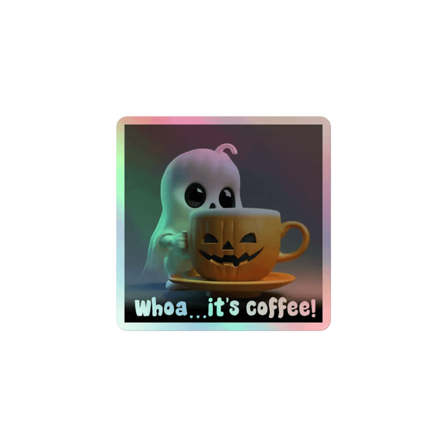 Spooky Coffee Ghost Holographic Sticker Sheet product image (1)