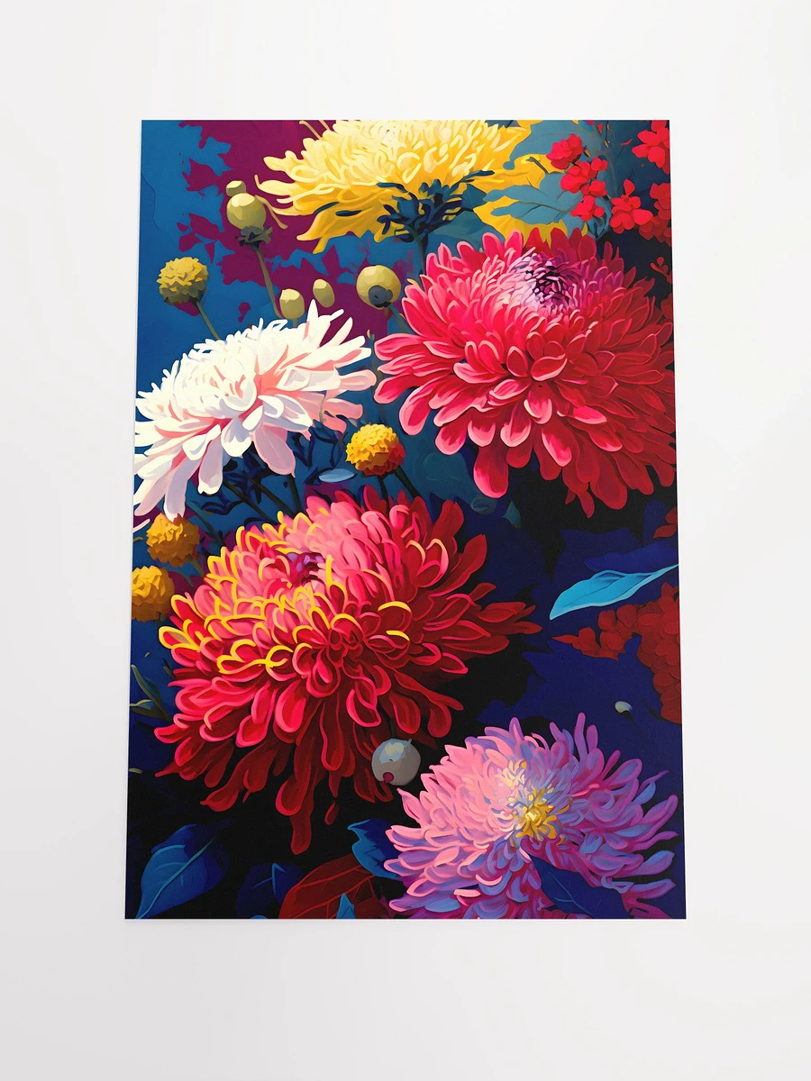 Autumn Splendor Chrysanthemum Bouquet - Dynamic Floral Art Print Matte Poster product image (3)