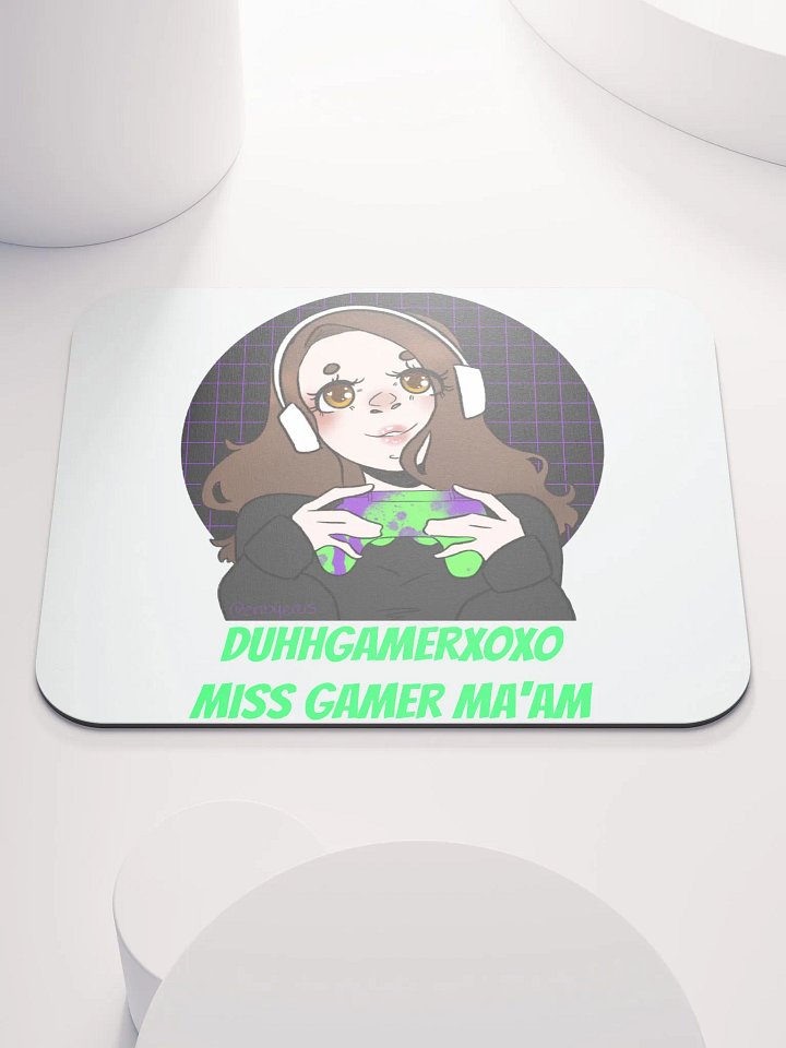 DuhhGamerXOXO/Miss Gamer Ma'am Mouse Pad - Green Text product image (1)