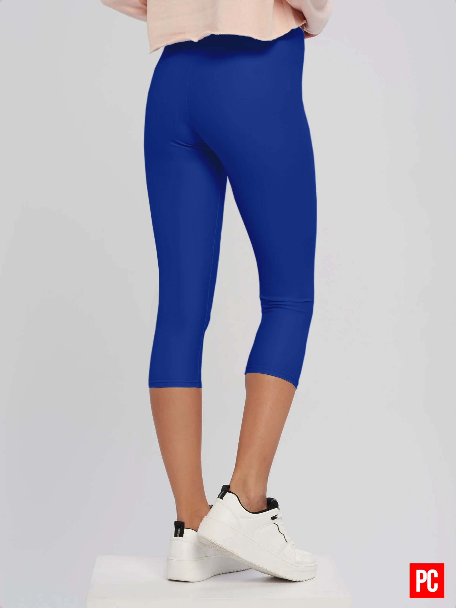 Plain Color Royal Blue Yoga Capri Leggings product image (3)