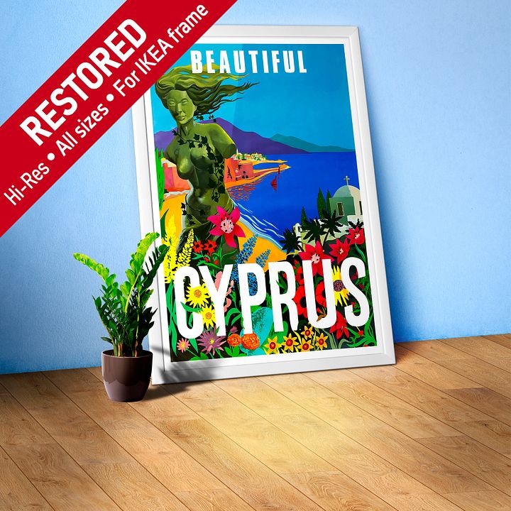 Beautiful Cyprus, Nicosia, 1960s — retro vintage travel poster product image (1)