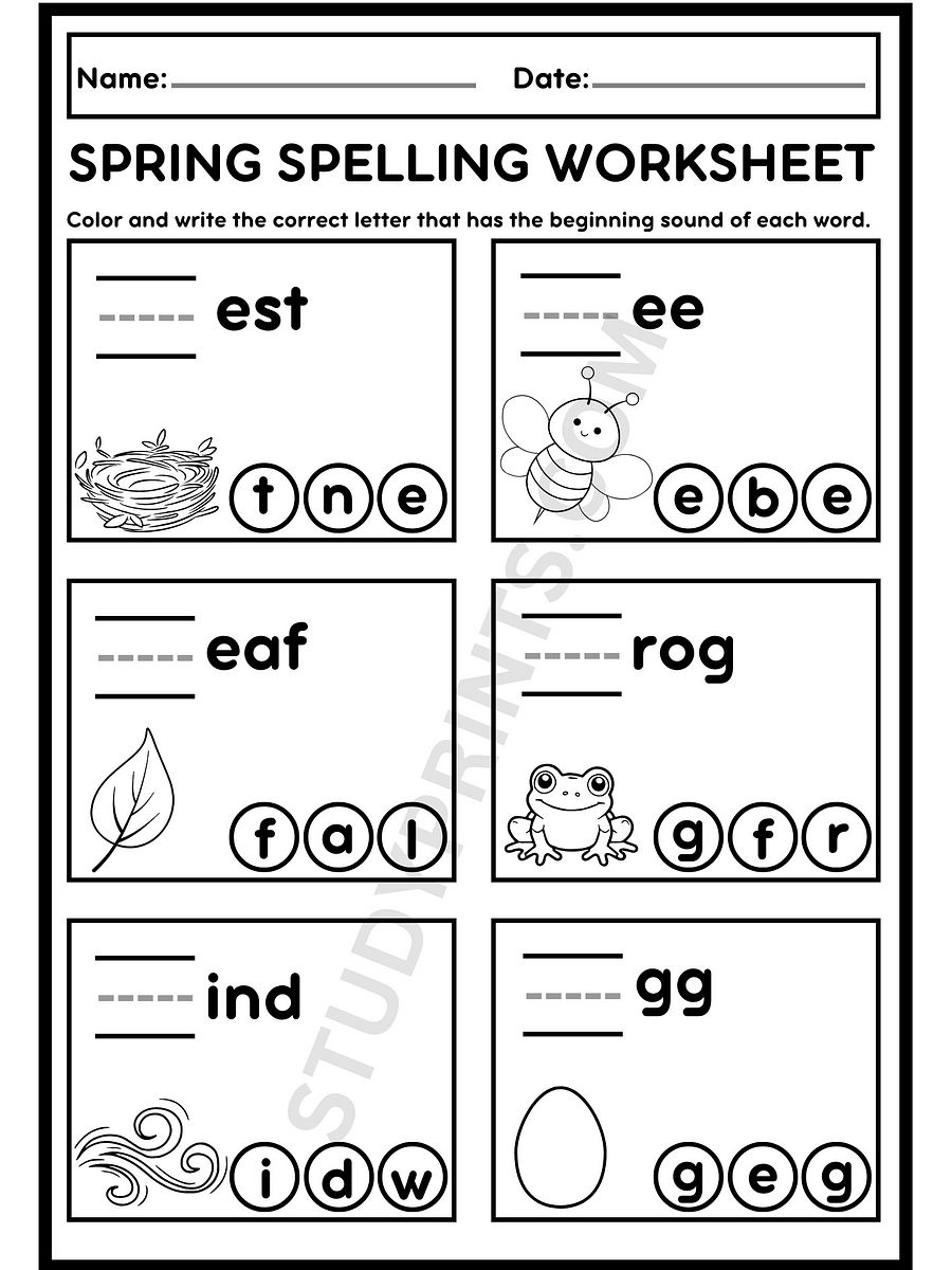 Spring spelling word practice for Kindergarten PDF product image (3)