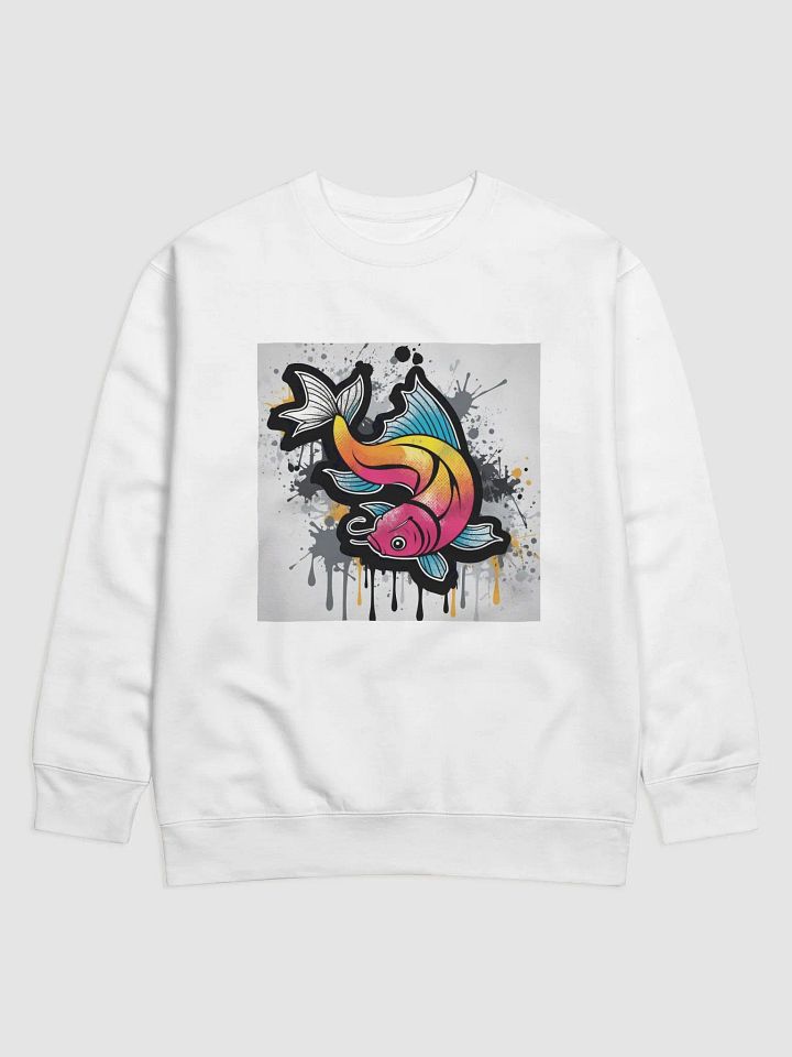Splash of Koi – A dynamic sweatshirt with a colorful fish in splashy hues. product image (7)