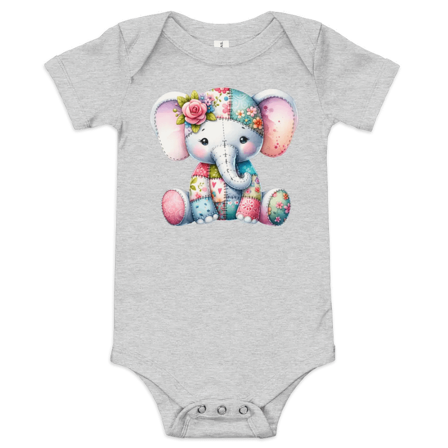 Whimsical Patchwork Elephant Baby Onesie product image (4)