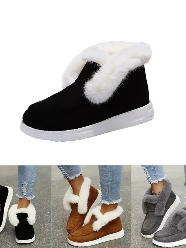 Women Moccasin Faux Fur Lined Slipper Ladies Winter Warm Boots Suede Ankle Shoes product image (5)