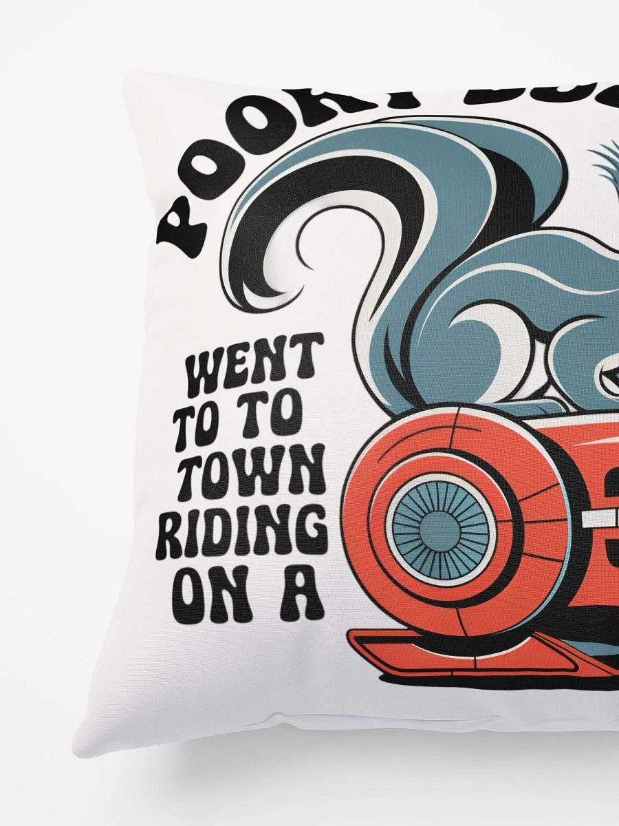 Comfy Pillow: Pooky Noodle Went To Town Riding on a robot, hippie font, red robot, squirrel on top, retro design product image (5)